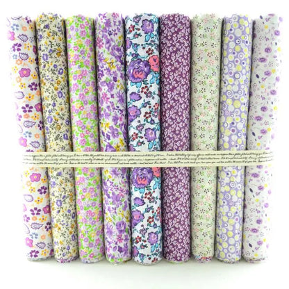 African Ankara Cotton Fabric - 9-Piece 50x50CM Floral Patchwork Sewing Tilda Cloth Fabric Set