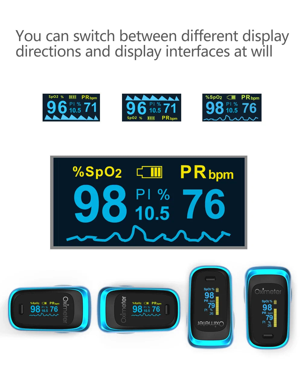 KIUZOU Finger Pulse Oximeter – SPO2, PR, PI, RR Blood Oxygen Saturation & Heart Rate Monitor, OLED Display