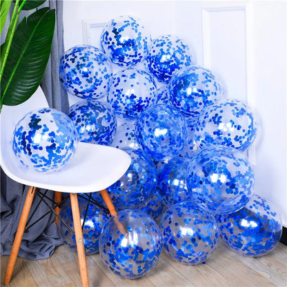 10pcs 12-inch Gold Star Confetti Balloons – Glitter Transparent Latex Party Decorations for Wedding & Birthday