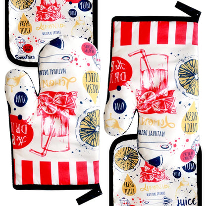 Custom Cartoon Microwave Oven Mitts & Potholder – Heat-Resistant Kitchen Gloves for BBQ, Baking & Cooking
