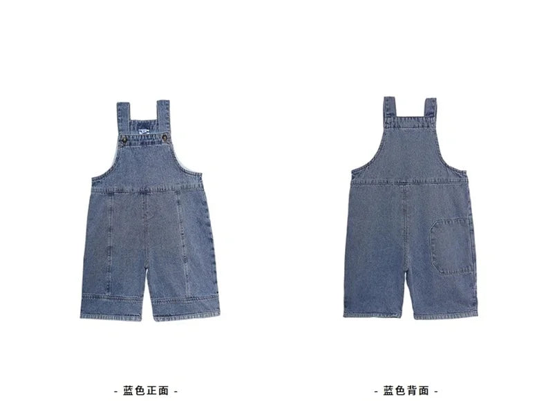2024 Autumn Kids Denim Overalls – Loose Casual Bib Pants for Boys & Girls 1-7Y Spring Fall Outwear