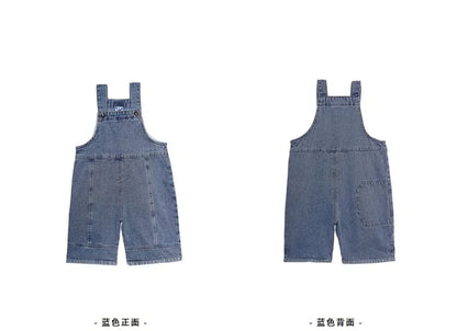 2024 Autumn Kids Denim Overalls – Loose Casual Bib Pants for Boys & Girls 1-7Y Spring Fall Outwear