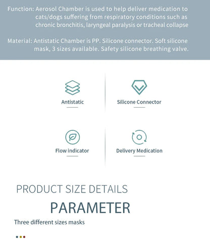 Pet Aerosol Chamber Inhaler — Silicone Mask Spacer for Cats and Dogs