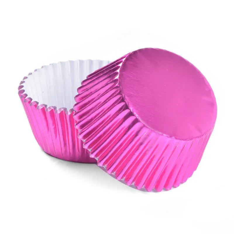 100PCS Gold Foil Tulip Cupcake Liners – Colorful Baking Muffin Wrappers for Weddings, Parties & Dessert Decor