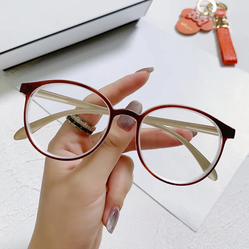 Anti Blue Light Round Computer Glasses for Women & Men, PC Eyewear Frame Optical Spectacles for Eye Strain Protection & Screen Blocking