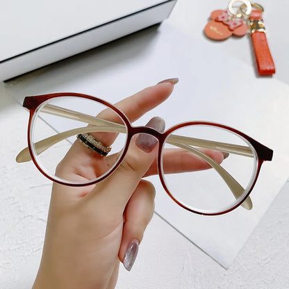Anti Blue Light Round Computer Glasses for Women & Men, PC Eyewear Frame Optical Spectacles for Eye Strain Protection & Screen Blocking
