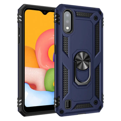 Shockproof Case for Samsung Galaxy A01, A02, A02S – Metal Ring Etui Back Cover Shell | Durable Protection