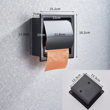 Onyzpily Bathroom Toilet Paper Holder | Chrome Finish Stainless Steel Tissue Box Holder, Wall Mounted, Black & Chrome