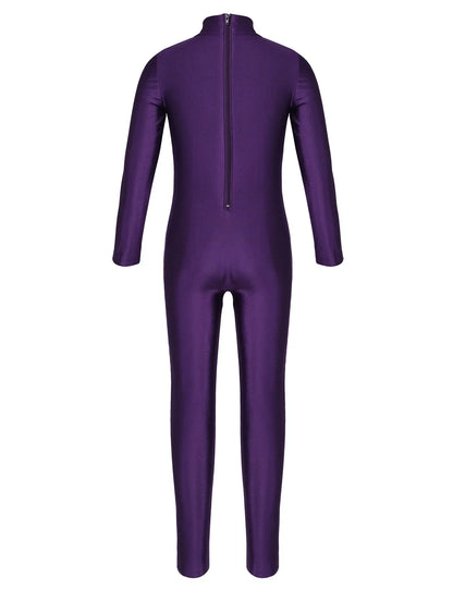Kids Girls Full Body Gymnastics Bodysuit, Ballet Dance Jersey Leotard, Jumpsuit Sports Unitard, Children Dancewear and Sportswear