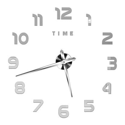 3D DIY Wall Clock - Modern Acrylic Mirror Sticker Quartz Clock For Living Room Decor With Silent Movement