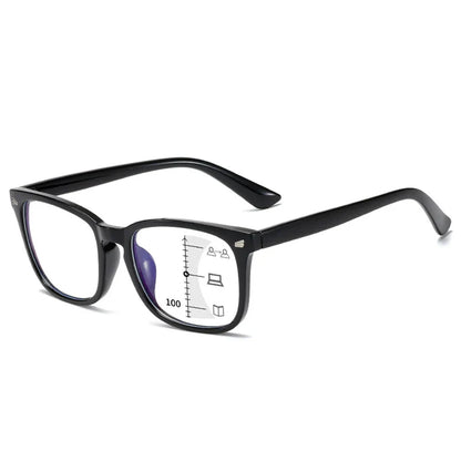 CRIXALIS Square Multifocal Progressive Reading Glasses Anti-Glare UV400 Fashion Computer Eyewear for Men & Women with Diopter Support