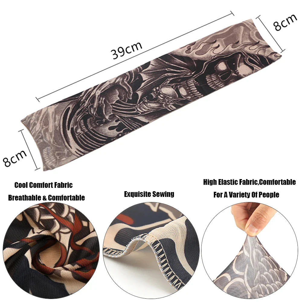 Street Tattoo Arm Sleeves - Sun UV Protection Cover for Outdoor Riding - Seamless Sunscreen Arm Gloves for Men and Women