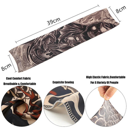 Street Tattoo Arm Sleeves - Sun UV Protection Cover for Outdoor Riding - Seamless Sunscreen Arm Gloves for Men and Women