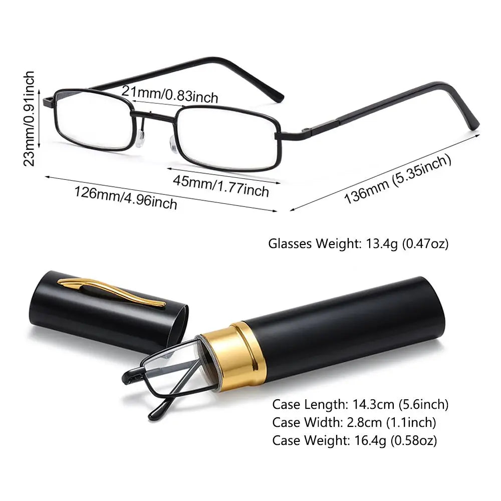 Mini Folding Computer & Reading Glasses – Portable Presbyopia Pen Glasses for Men & Women +1.0 to +4.0 with Storage Box