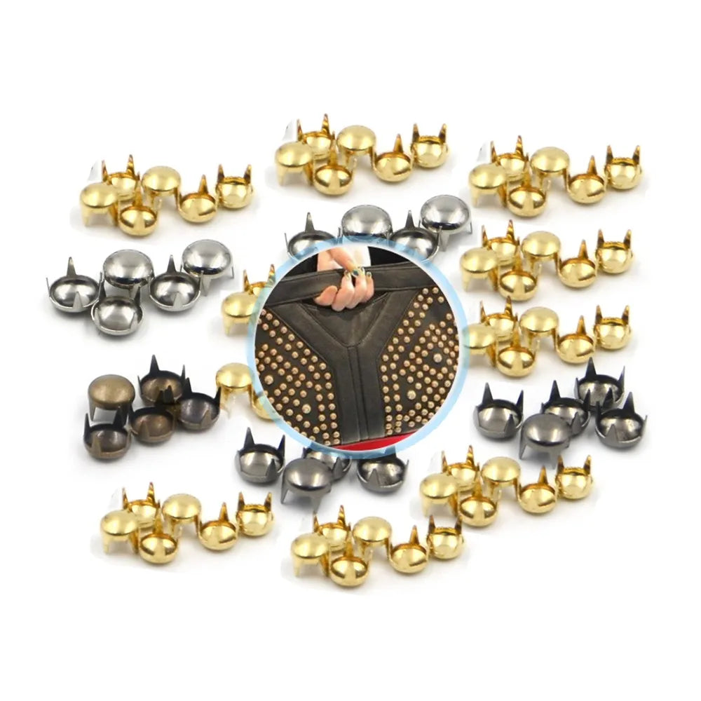 100pcs Round Dome Rivets Spike Studs 2.5-16mm – Punk Rock DIY Leather Craft for Shoes, Clothing & Bags