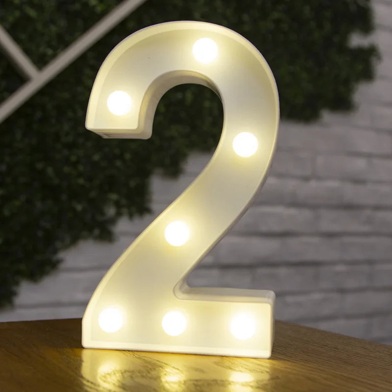 Alphabet & Number LED Lamp Night Light – Warm Battery-Powered Luminous Letter Light for Home, Wedding, Birthday & Party Decoration
