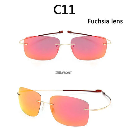 2025 New Cool 100% Pure Titanium Rimless Sunglasses – Polarized Grey Lenses, Super Thin, UV400 Protection, Oculos De Sol