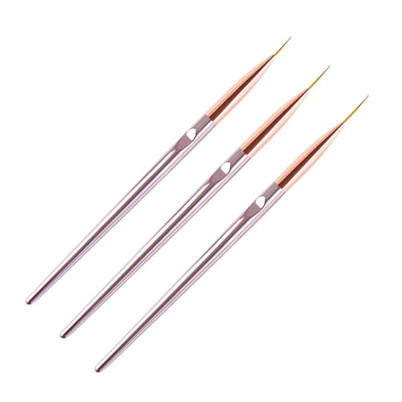 3PCS Acrylic French Nail Art Painting Pens - Slim Line Drawing Brushes for 3D Tips, UV Gel & Manicure Designs