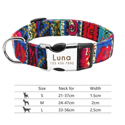 Adjustable Nylon Dog & Cat Collar – Personalized ID Collar with Engraved Name Buckle, Anti-Lost for Small, Medium & Large Pets