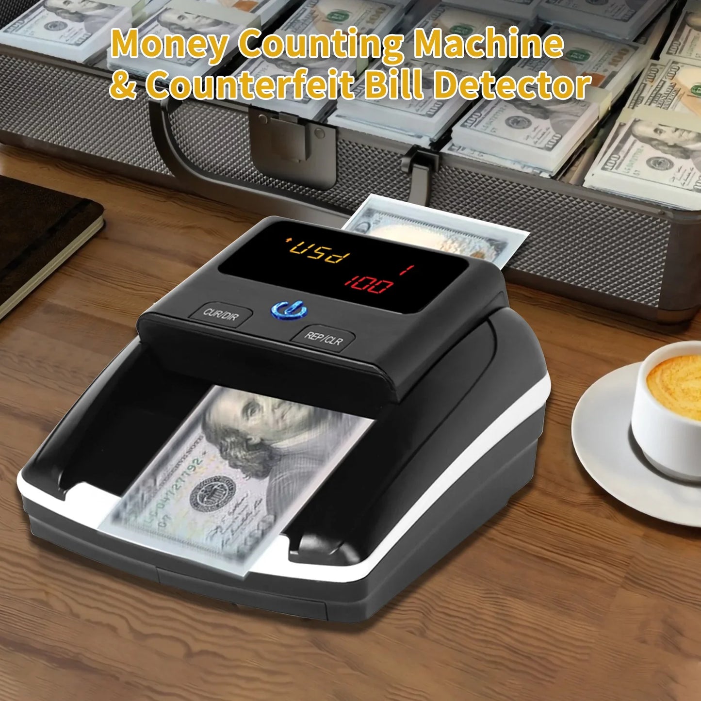 Bisofice Portable Mini Money Counter – Automatic Bill Counter with UV/MG/IR Counterfeit Detection & Paper Quality Check