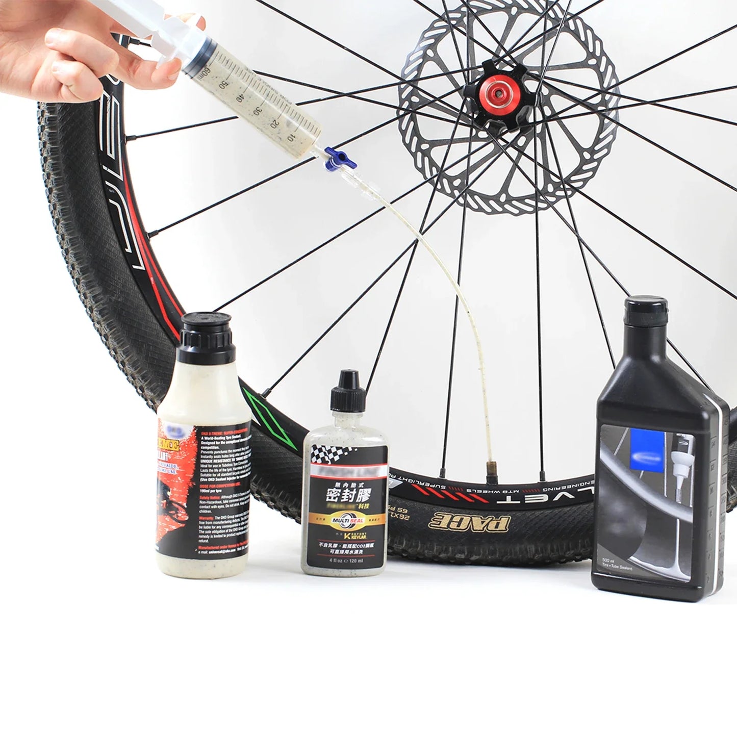 RISK RL225 Tubeless Tyre Sealant Injector — Bike Syringe with Schrader & Presta Valve Core Remover