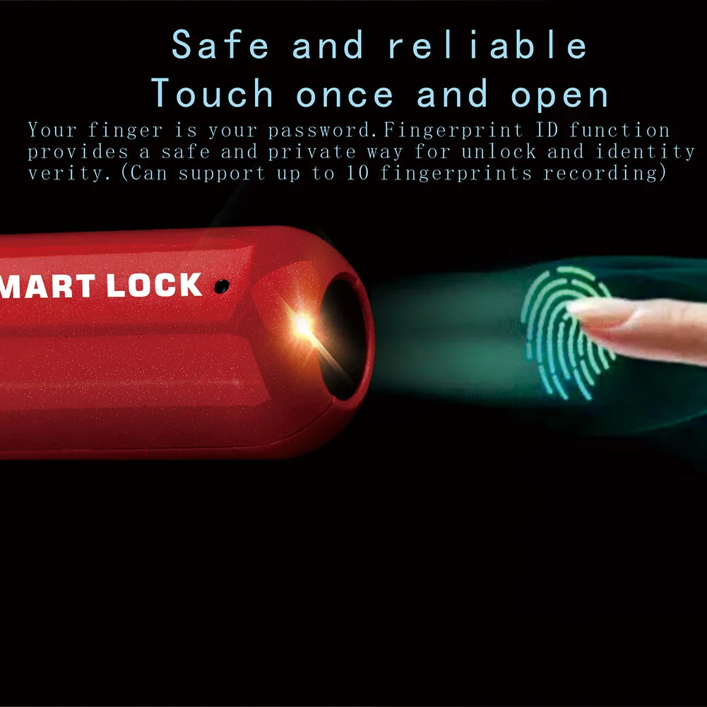 Mini Fingerprint Padlock - Smart Touch Keyless USB Door Lock, Anti-Theft for Travel Case, Drawer, and Cabinet Security