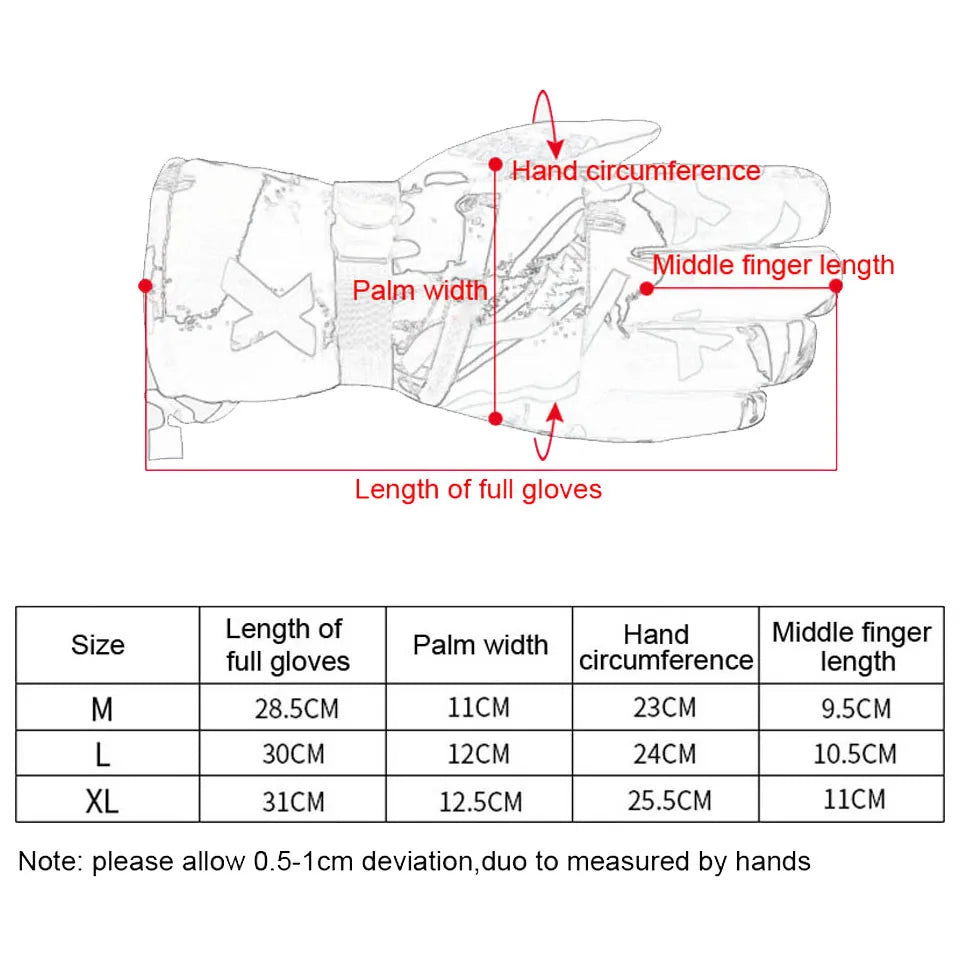 Winter Ski and Snowboard Gloves – Waterproof PU Leather, Non-Slip Touch Screen, Fleece Warmth for Motorcycle and Cycling