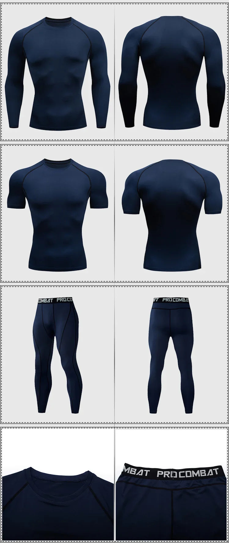 2-Piece Men’s Compression Sportswear Set — Gym, Yoga, Workout & Jogging Tracksuit