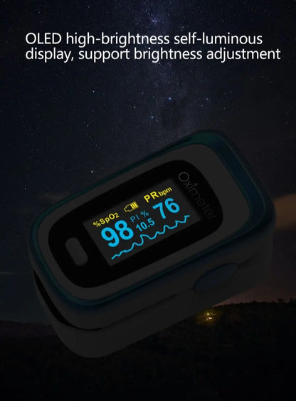 KIUZOU Finger Pulse Oximeter – SPO2, PR, PI, RR Blood Oxygen Saturation and Heart Rate Monitor with OLED Display
