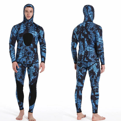 2024 Neoprene Scuba Diving Wetsuit – 1.5/3MM Winter Warm Hooded Suit with Front Zipper for Men, Surfing, Snorkeling & Spearfishing