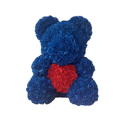 2024 40cm Rose Bear – Heart-Shaped Artificial Flower Teddy Bear for Valentine’s, Wedding, Birthday & Christmas Gifts