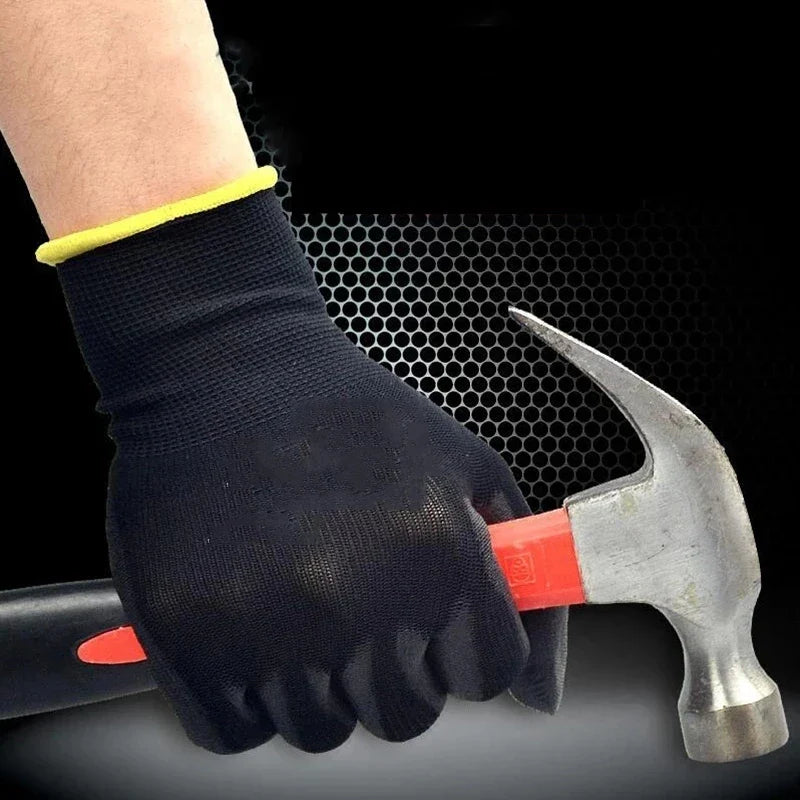 10/20 Pair Logo-Free Polyurethane Safety Work Gloves - Palm Coated Repair Gloves for Carpenters and Repairmen