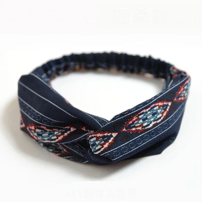 Bohemian Print Headbands for Women & Girls – Vintage Cross Turban Bandana Hair Accessories for Summer
