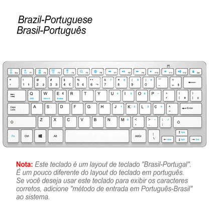 Ultra Slim Universal Wireless Bluetooth Keyboard – Russian, Spanish, French, German, Hebrew & Brazilian Portuguese for iOS, Android & Windows