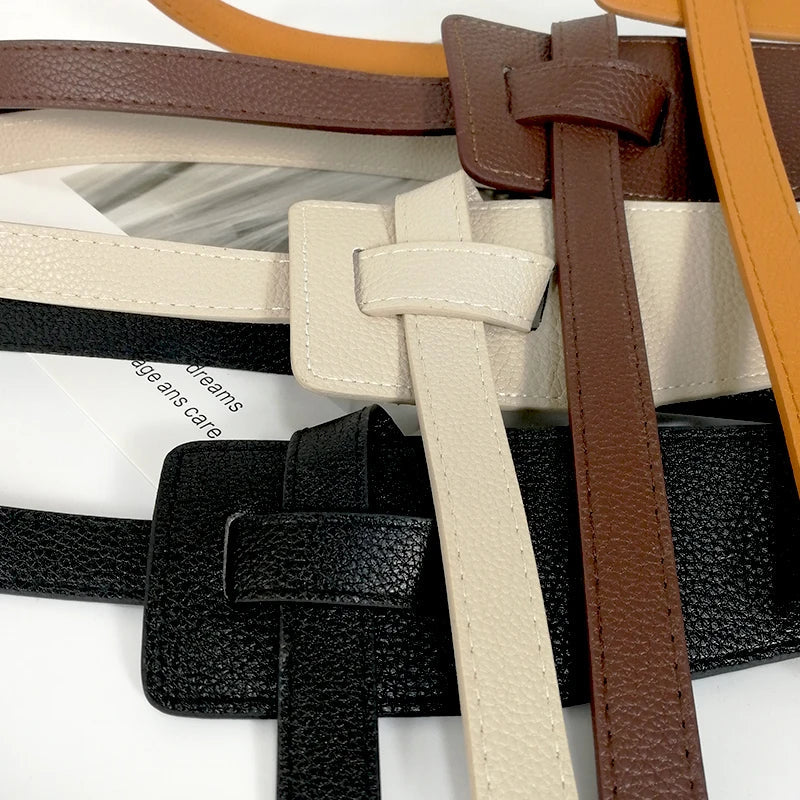 High-Quality Knot Designer Belts for Women: Soft PU Leather Long Waistband - Wide Waist Corset Belt Cummerbunds