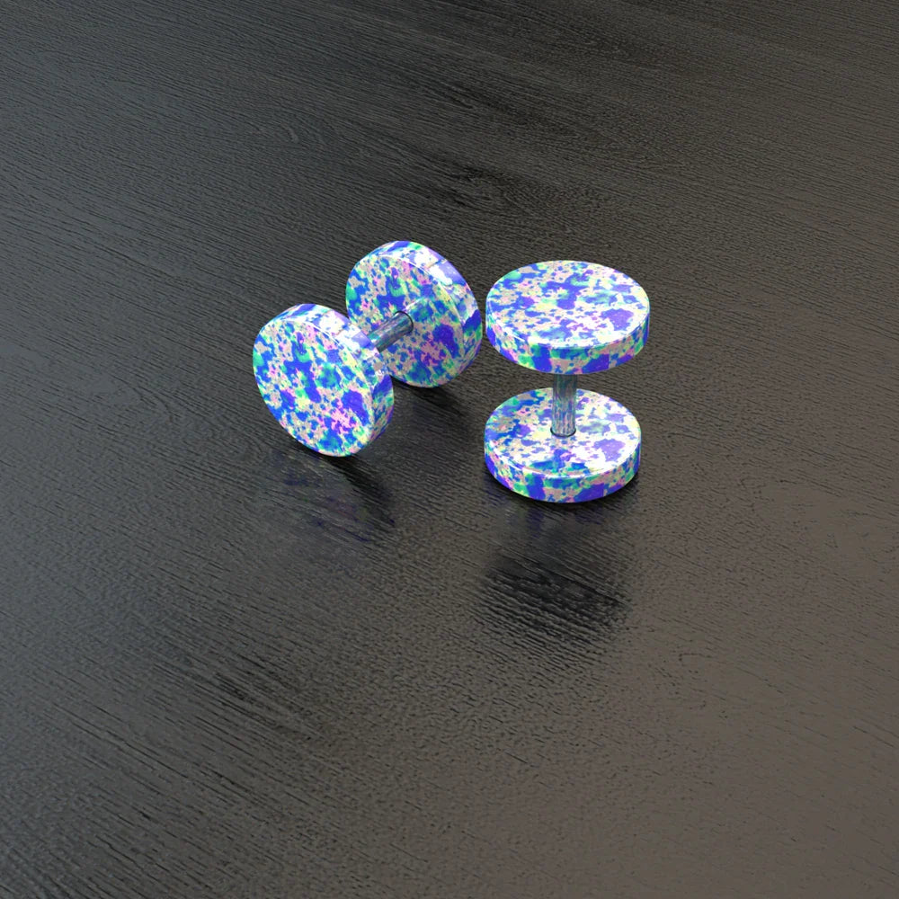 Stainless Steel Stud Earrings & Ear Plugs — Faux Punk Barbell Tunnels, Fake Piercing Gauges for Men & Women Body Jewelry