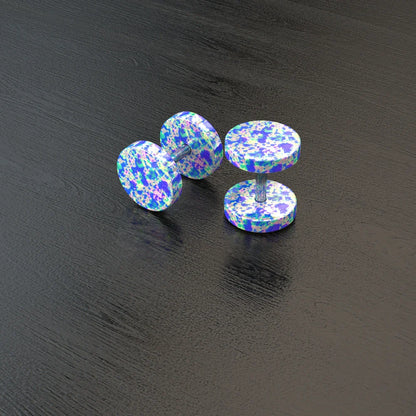 Stainless Steel Stud Earrings & Ear Plugs — Faux Punk Barbell Tunnels, Fake Piercing Gauges for Men & Women Body Jewelry