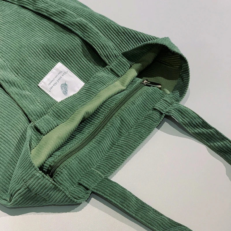 Soft Corduroy Handbags for Women - Shoulder Bags, Reusable Environmental Storage - Small and Large Shopper Totes
