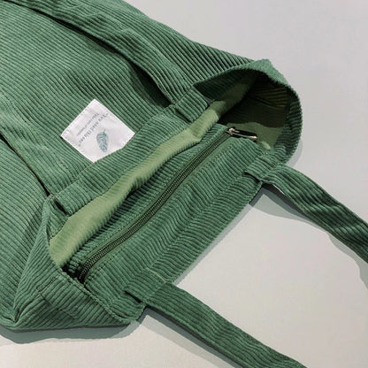 Soft Corduroy Handbags for Women - Shoulder Bags, Reusable Environmental Storage - Small and Large Shopper Totes