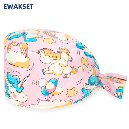Unisex Soft Scrub Cap – Cartoon Print Surgical Hat for Men and Women, Operating Room Nursing Accessories