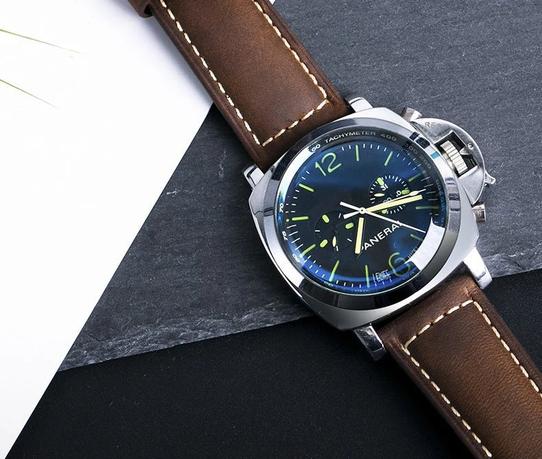 Genuine Leather Watch Band for Panerai Luminor & Radiomir – 18mm-24mm High-Quality Strap with Stainless Steel Buckle