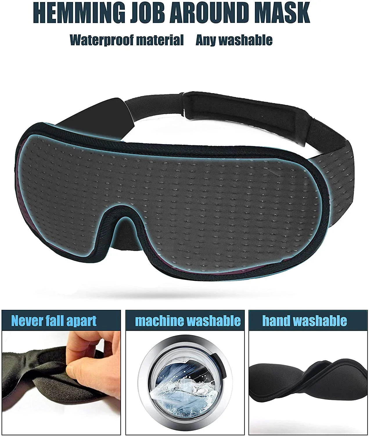 3D Sleep Eye Mask – Soft Padded Fabric, Light Blockout, Sleeping Cover, Shade Blindfold, Eyepatch