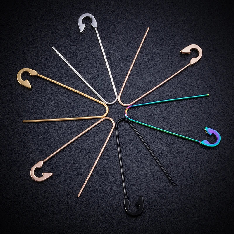 Colorful 18G Surgical Steel Safety Pin Earrings – Punk Hip Hop Cartilage & Eyebrow Piercing Stud Ear Cuff Jewelry Accessories