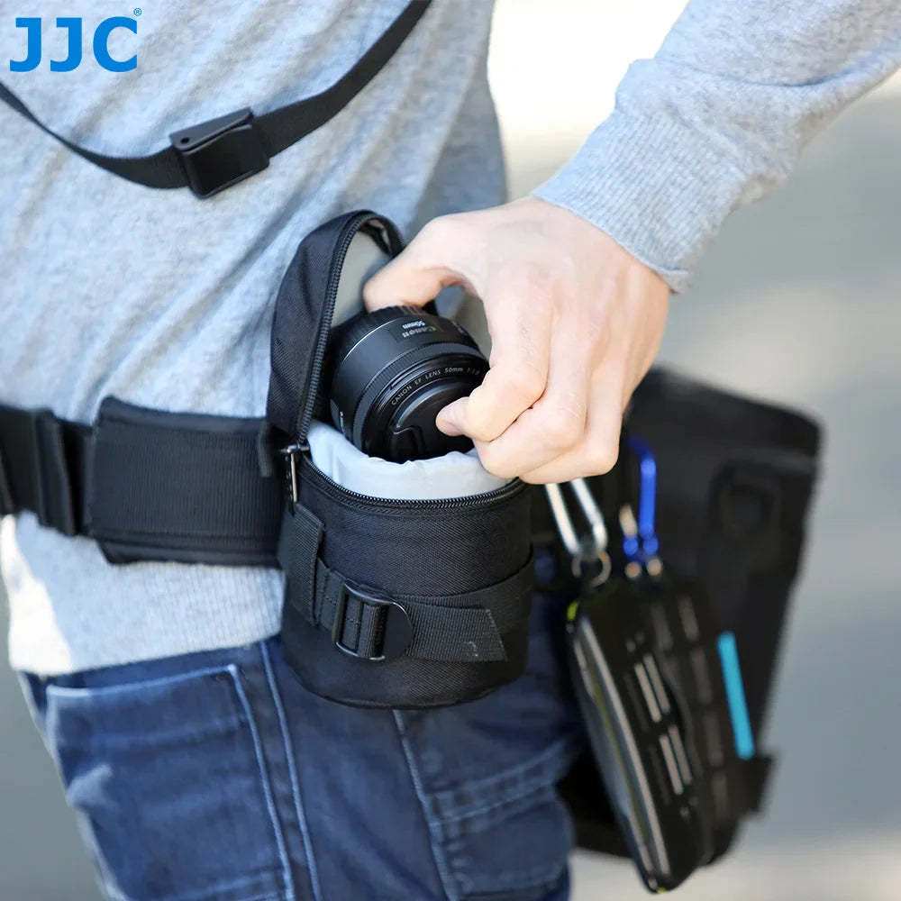 JJC Waterproof Camera Lens Bag — Storage Pouch with Belt for Canon, Nikon, Sony, Fujifilm DSLR