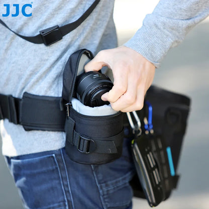 JJC Waterproof Camera Lens Bag — Storage Pouch with Belt for Canon, Nikon, Sony, Fujifilm DSLR