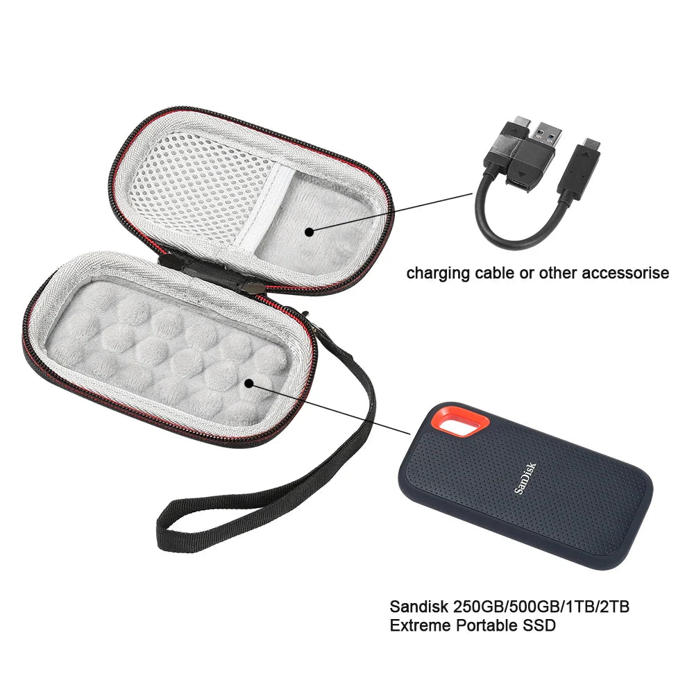 SanDisk Extreme Portable SSD Carrying Case - Hard Storage Bag for PSSD/E30/E60/E61 Models, 250GB to 2TB (Case Only)