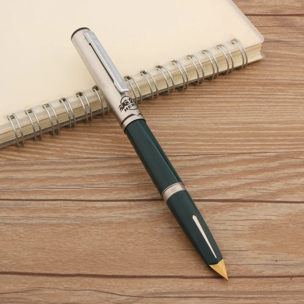 HERO 240 Stainless Steel Fountain Pen — Retro Aircraft Duckbill Nib, Ink Pen for School, Office & Student Gifts