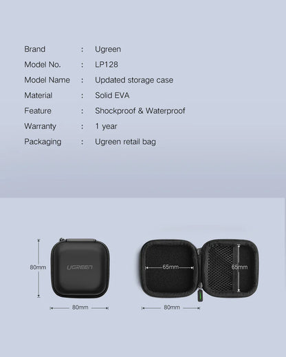 UGREEN Hard Earphone Case – Protective Headphone Bag for AirPods, EarPods, Sennheiser, Bluetooth Earphones