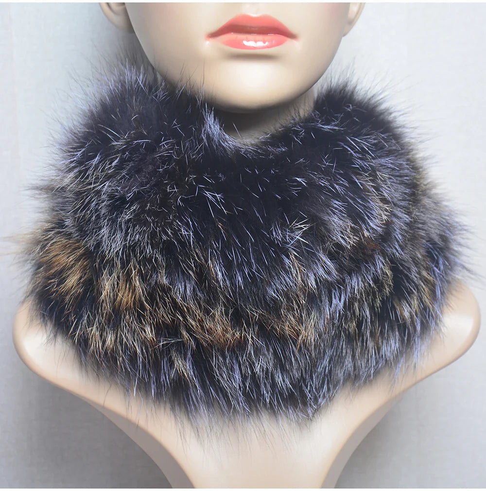 2025 Real Fox Fur Scarf and Headband – Luxury Winter Neck Warmer for Women, 100% Natural Fur, Elastic Ring Muffler