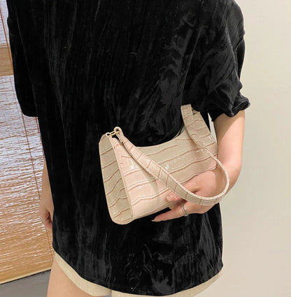 Fashion PU Leather Handbag for Women – Alligator Pattern Small Underarm Messenger Bag & Purse